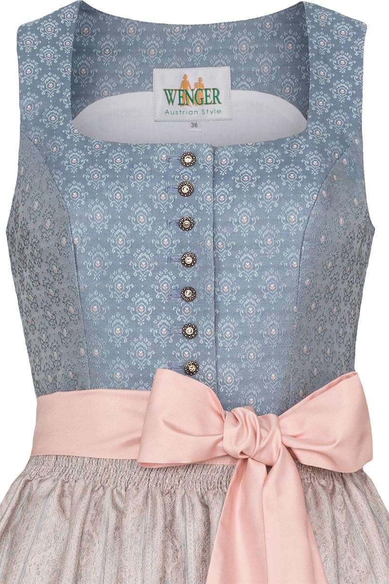 Langes Dirndl taubenblau ros Bild 2