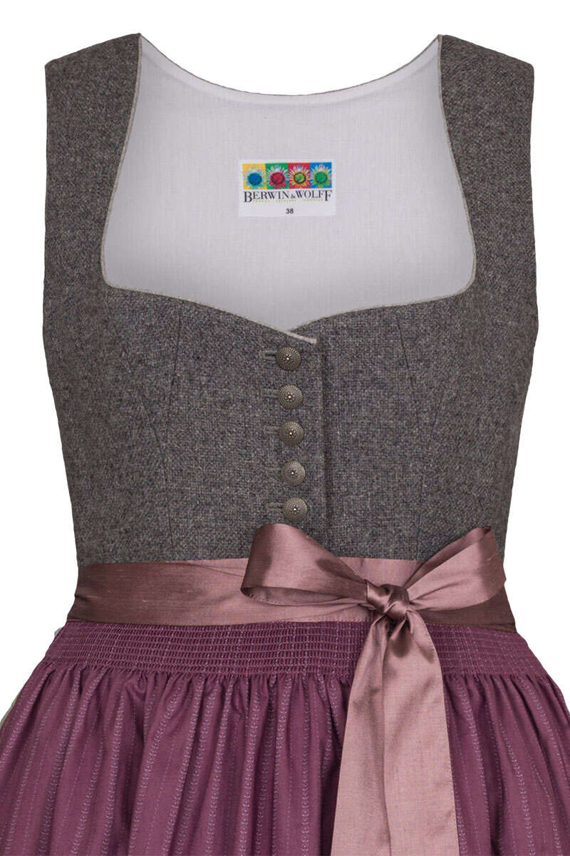 Lodendirndl lang grau lila Bild 2