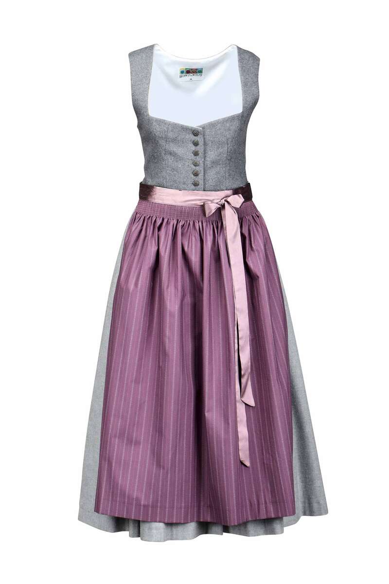 Lodendirndl lang grau lila