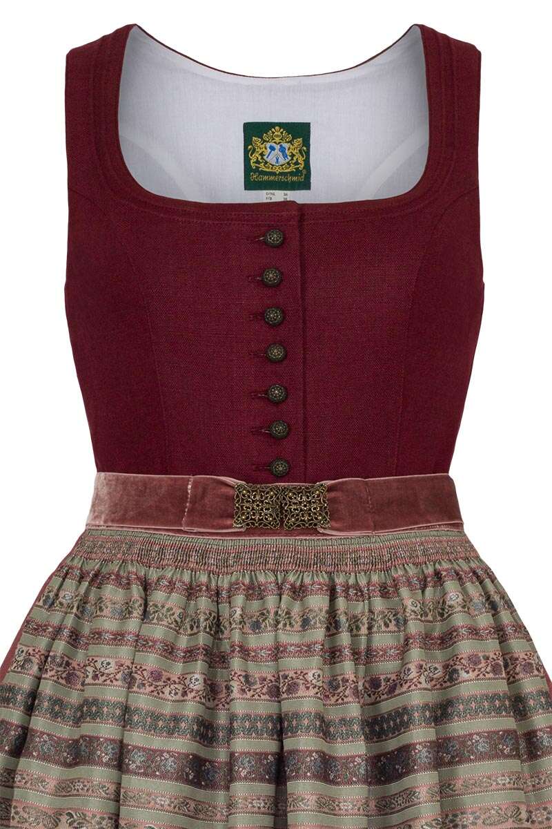 Leinendirndl lang weinrot Bild 2