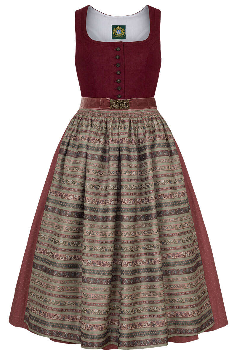 Leinendirndl lang weinrot