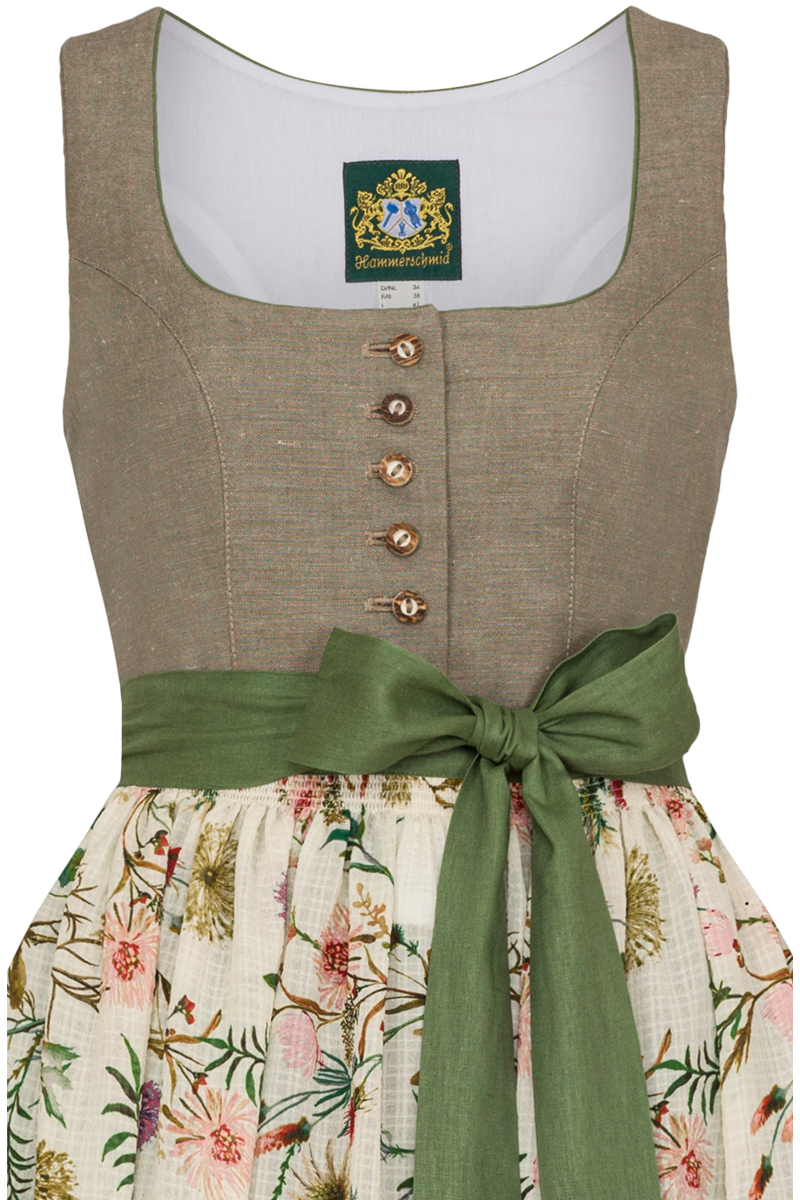 Leinendirndl Blumenprint gemustert lang grn Bild 2