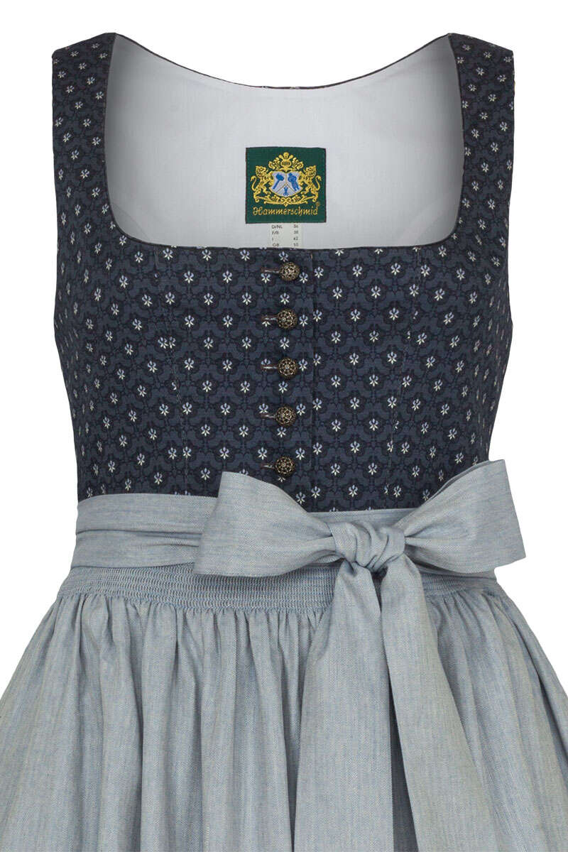 Baumwolldirndl lang blau gemustert Bild 2