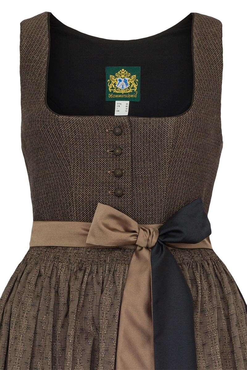 Dirndl lang schwarz taupe braun gemustert Bild 2