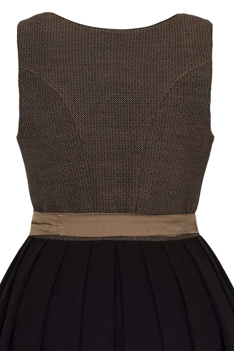 Dirndl lang schwarz taupe braun gemustert Bild 2