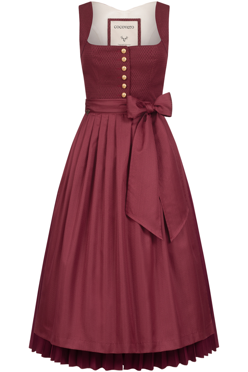 Midi-Dirndl mit Pliseerock bordeaux-rot