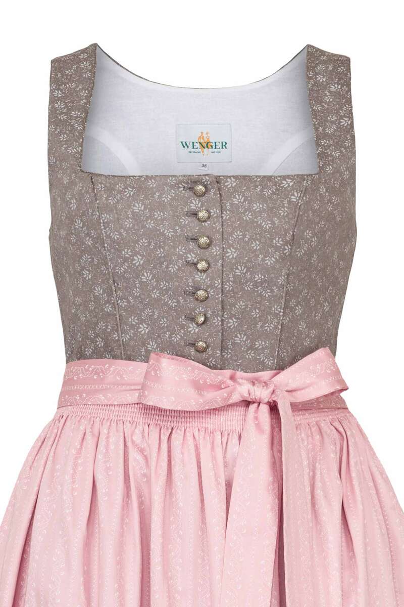 Baumwolldirndl lang grau rosa Bild 2