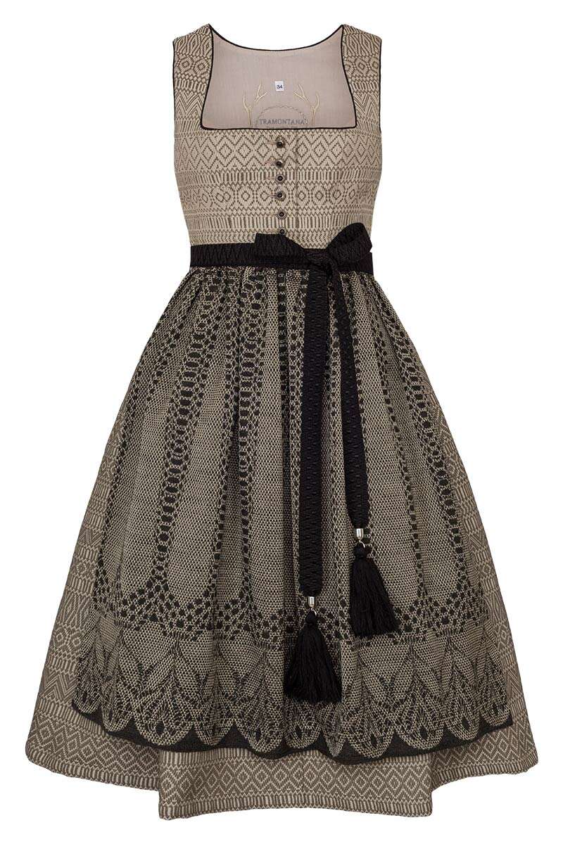 Midi-Dirndl natur schwarz