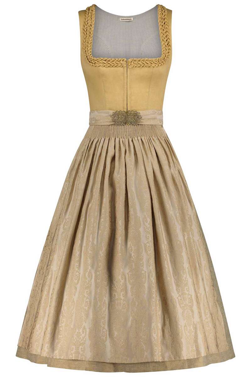 Dirndl mit Herzchenrsche Hakenverschluss gold champagner Bild 2