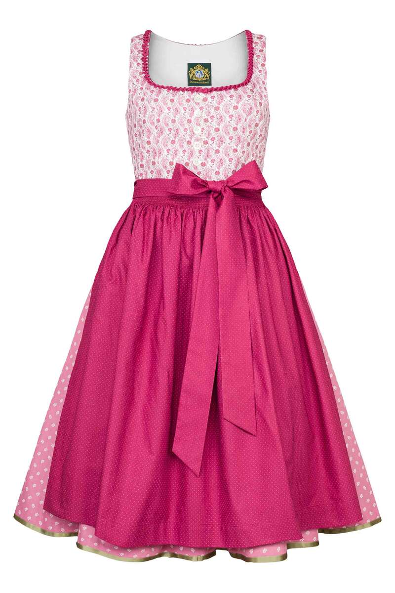 Midi Baumwolldirndl Knpfe Perlmutt altrosa pink wei