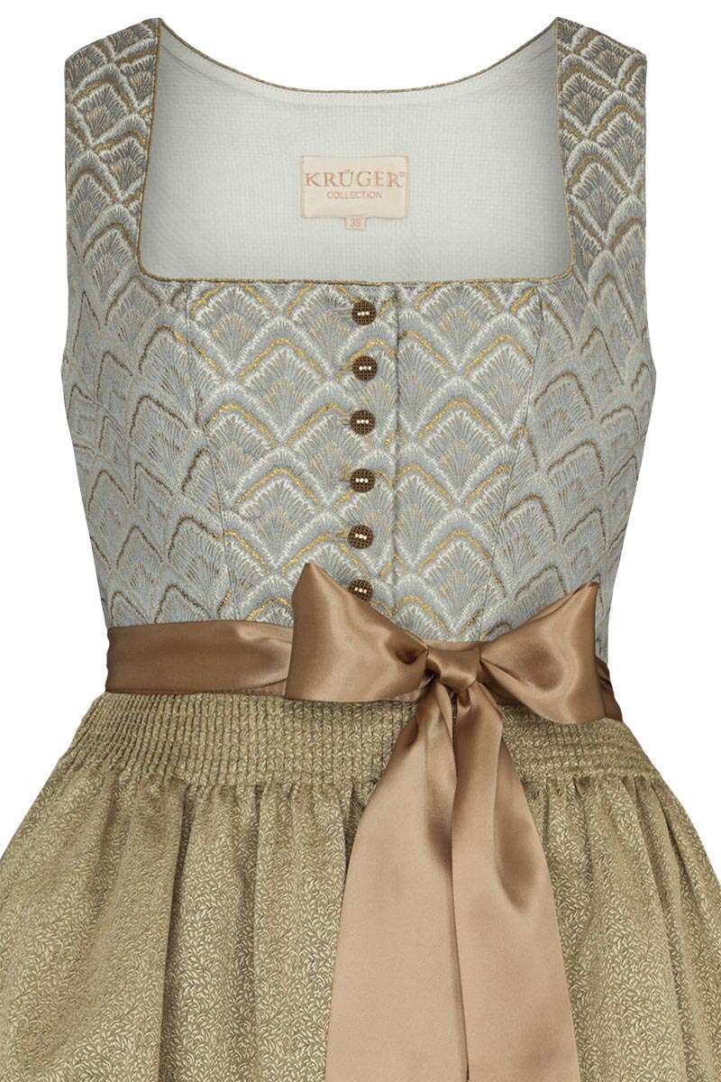 Midi-Dirndl hellgrau-blau gold Bild 2