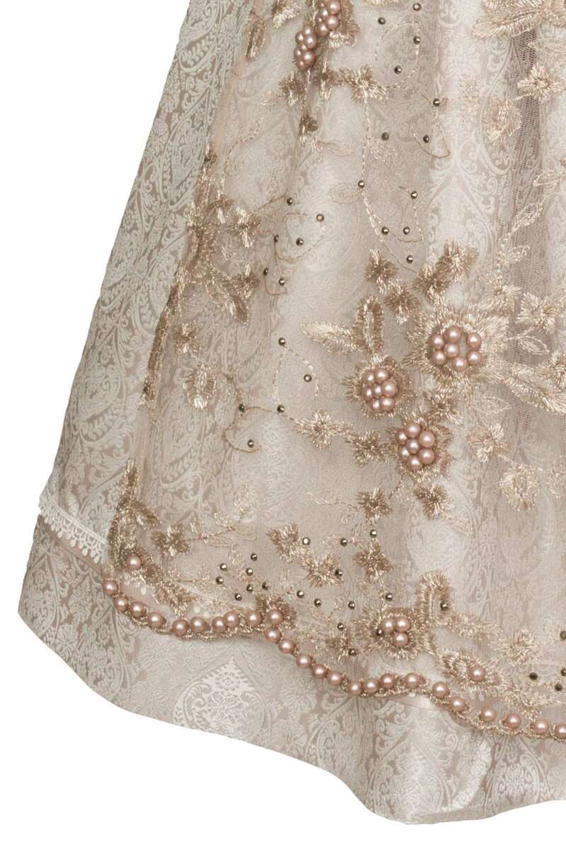 Mini-Dirndl mit transparenter Schrze und Perlen beige Bild 2