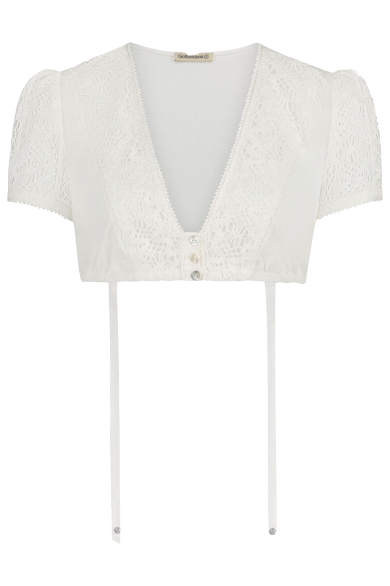 Dirndlbluse mit kurzen rmeln reinwei