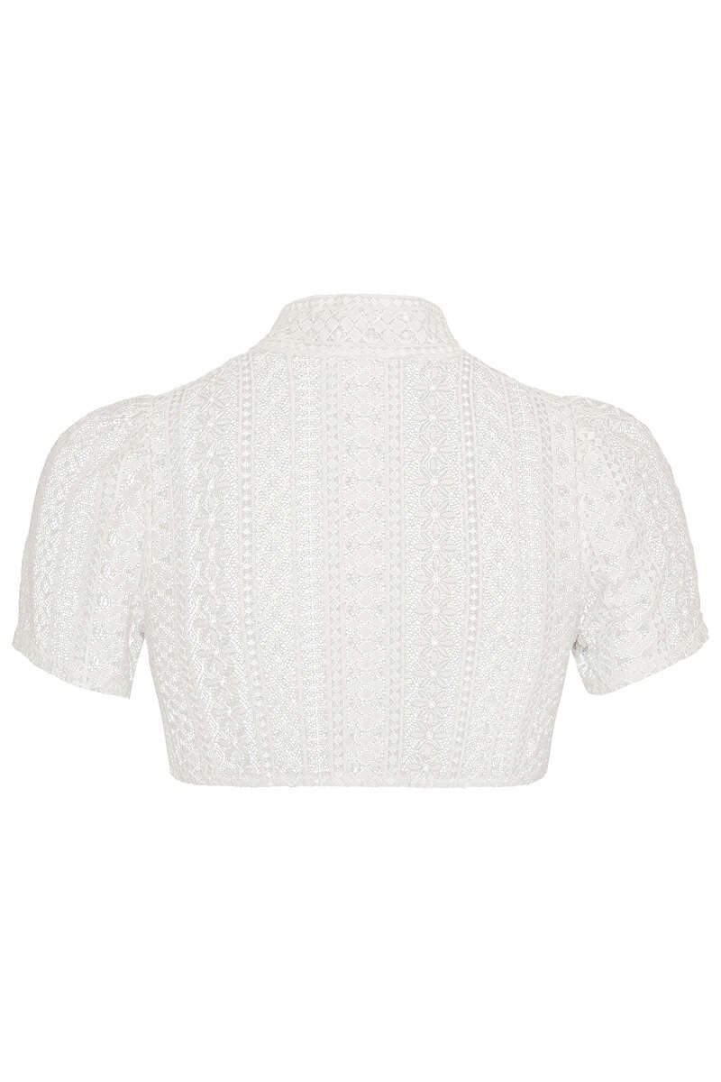 Hochgeschlossene Dirndlbluse mit Spitze grau Bild 2