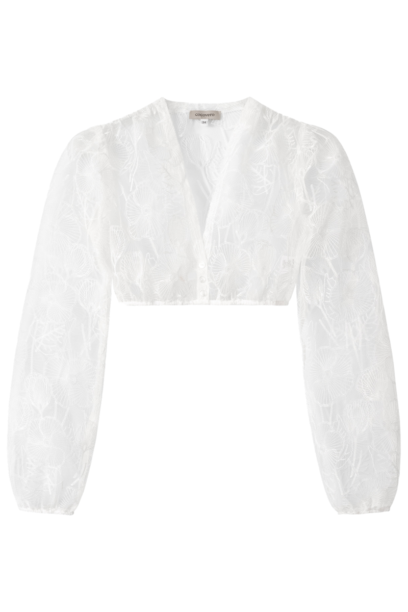 Dirndlbluse bridal flower offwhite