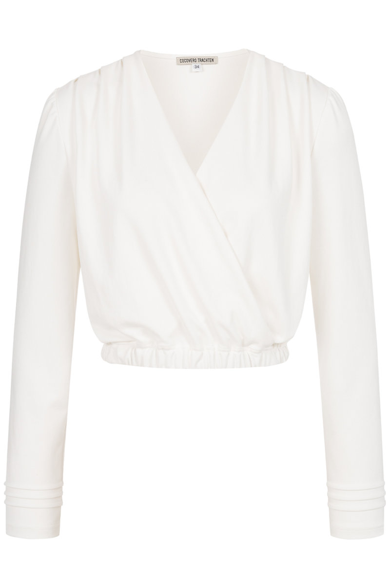 Dirndlbluse V-Ausschnitt in Wickeloptik white