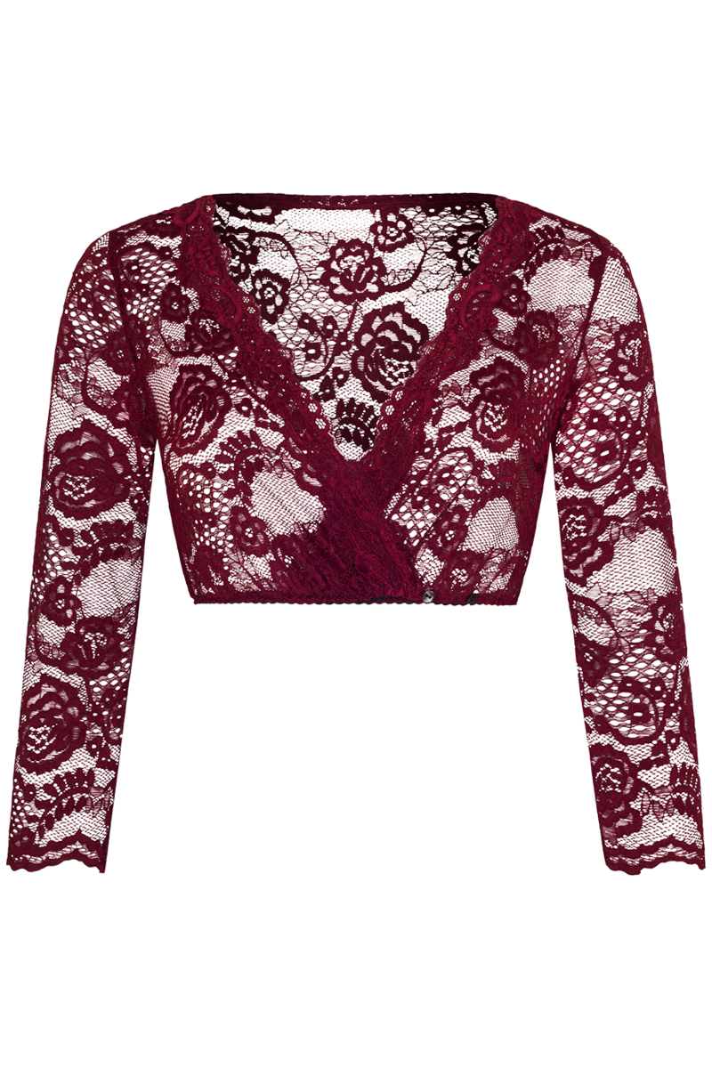 Dirndlbluse zum Knpfen mit -langen rmel  beere