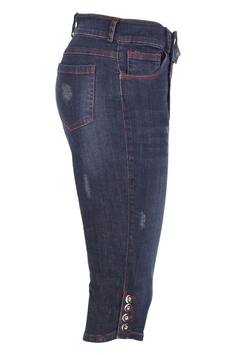 Damen Kniebund Jeans im Lederhosenlook Bild 2