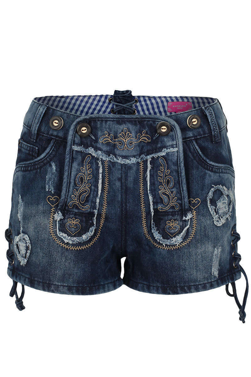 freche Trachten Jeansshorts used look Bild 2