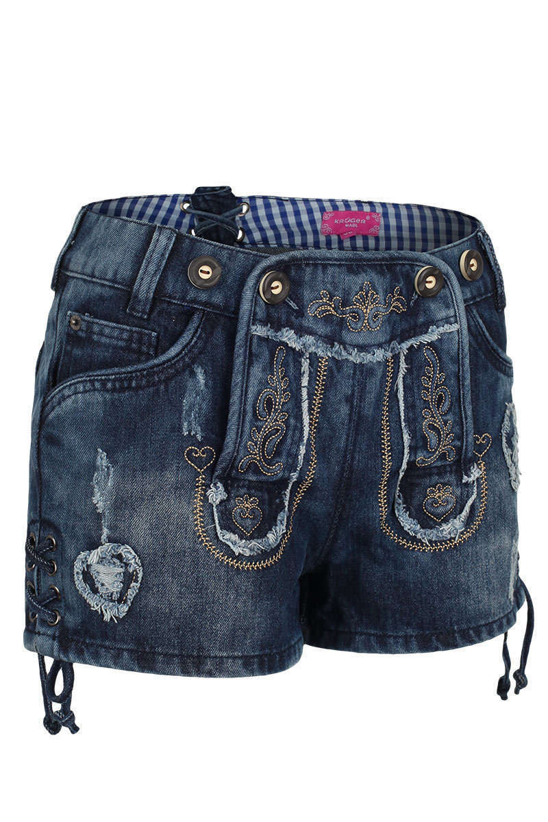 freche Trachten Jeansshorts used look