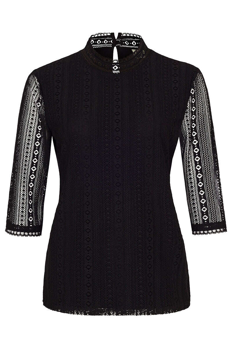 Damen Bluse Spitze schwarz