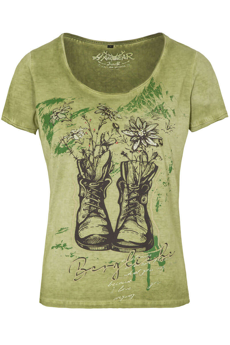 Damen Trachten T-Shirt 'Bergliebe' moosgrn