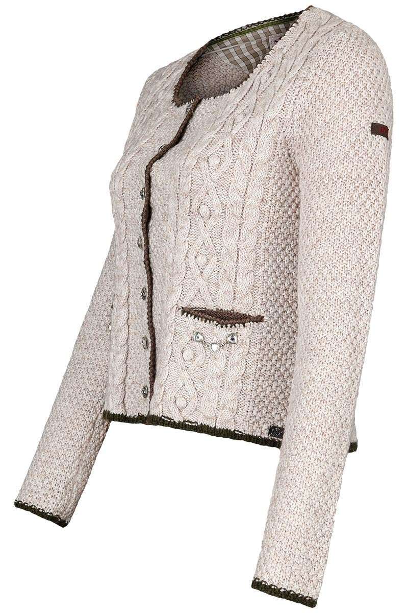 Damen Strickjacke mit Zopfmuster Natur Moos Bild 2