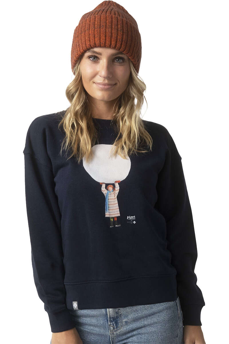 Damen Pullover Schneeballschlacht mit Pippi dunkelblau Bild 2