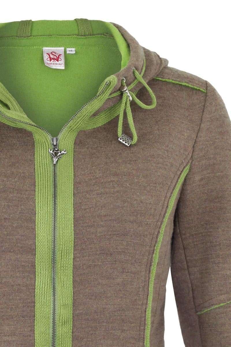 Damen Sweatjacke mit Kapuze 'Hoamatgefhl' braun grn Bild 2