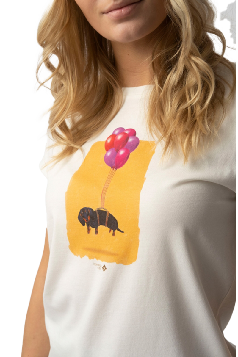 Damen T-Shirt 'Dackel Express' gelb Bild 2