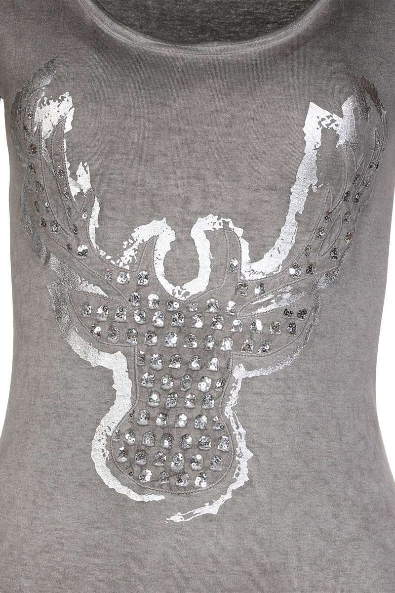 Damen Trachten T-Shirt Hirsch braun grau Bild 2