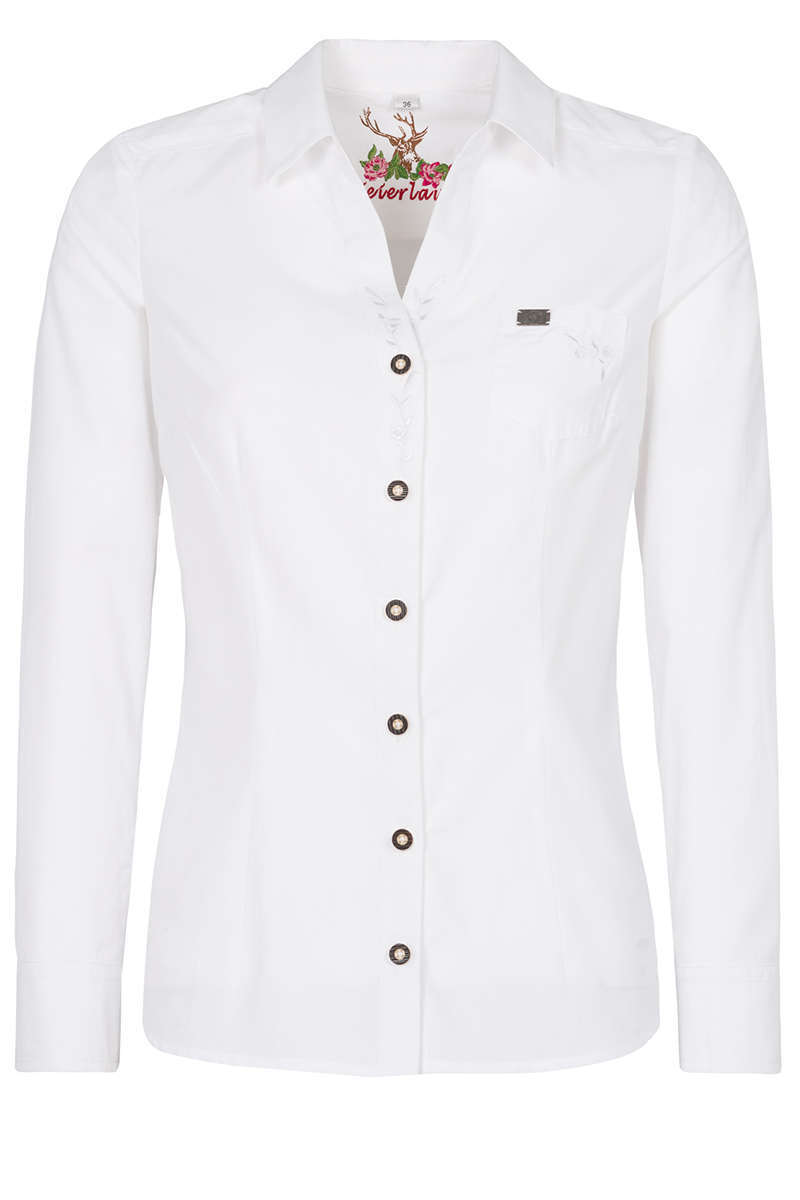 Trachten Bluse langarm weiss