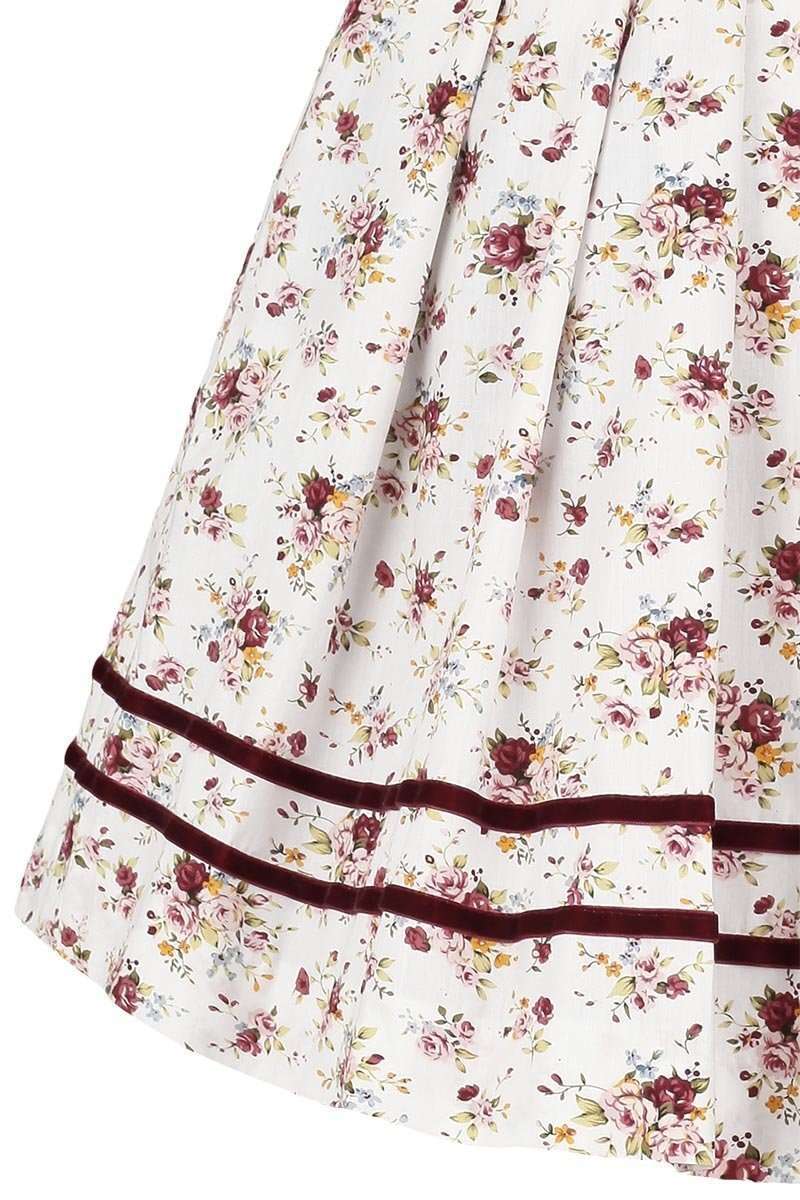 Damen Dirndl Blumen kurz wei grn Bild 2