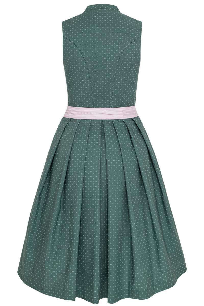 Stretch Dirndl midi hochgeschlossen mit Brosche grn rosa Bild 2