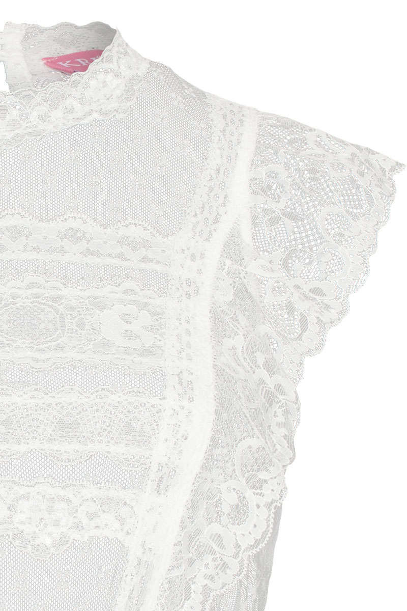 Hochgeschlossene Dirndlbluse aus feiner Spitze mit Flgelarm ecru Bild 2