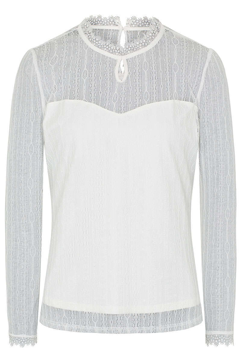 Spitzenbluse langarm offwhite