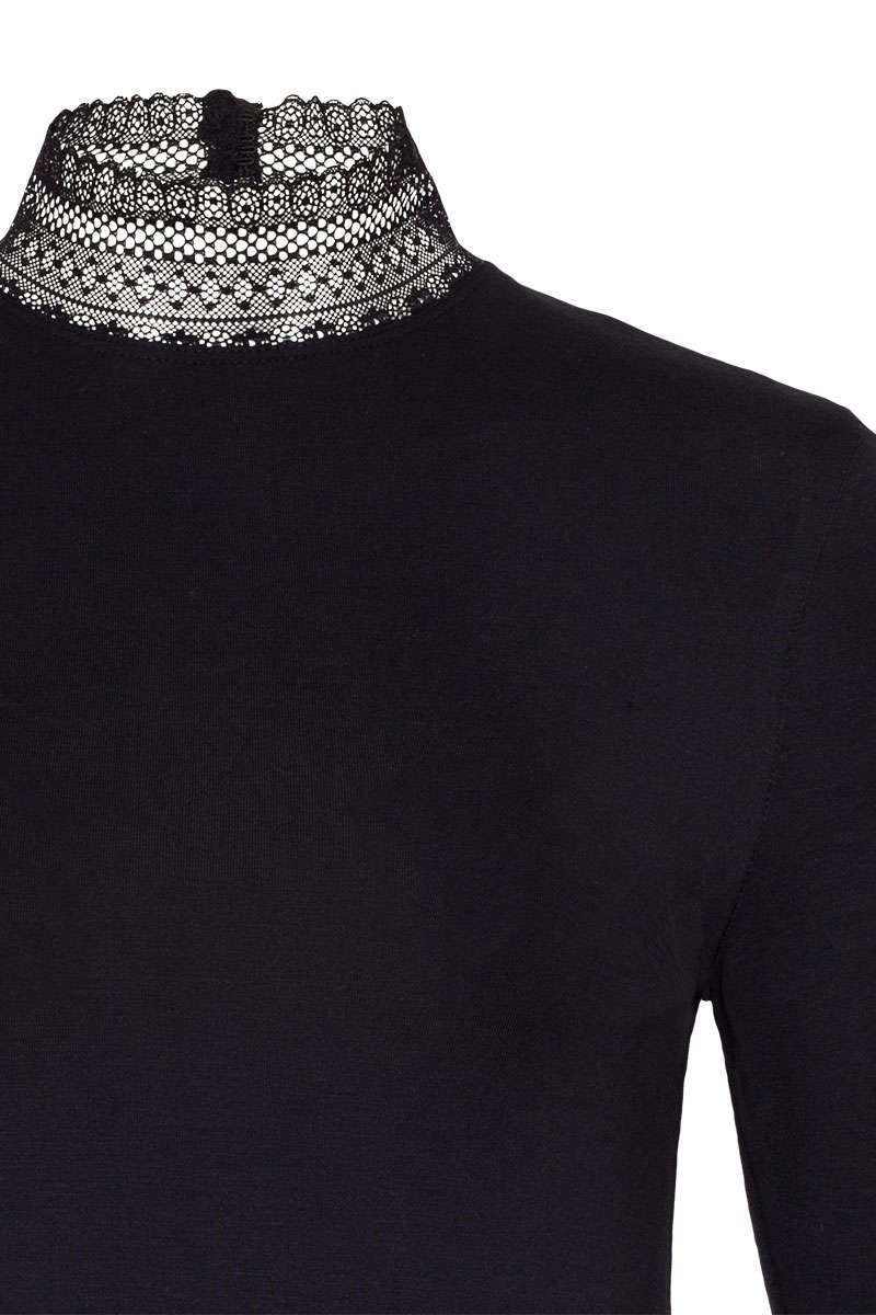 Damen Trachten-Longshirt mit Spitze schwarz Bild 2