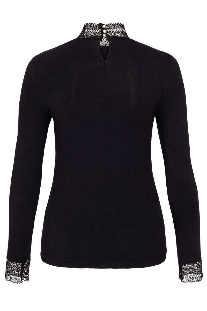 Damen Trachten-Longshirt mit Spitze schwarz Bild 2