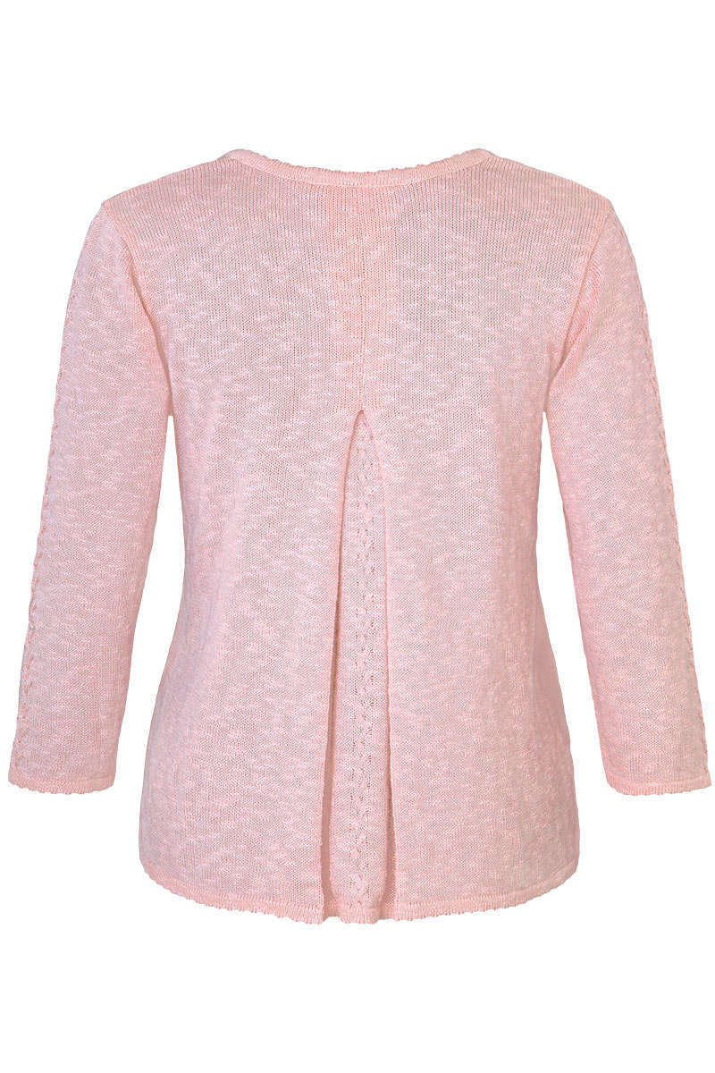 Trachten Pullover mit Zopfmuster und Falte rosa Bild 2