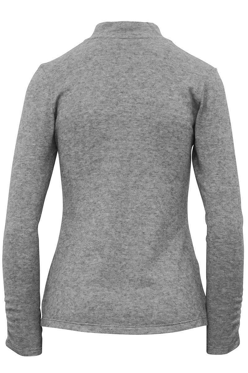 Damen Pullover mit Stehkragen und Brosche grau Bild 2