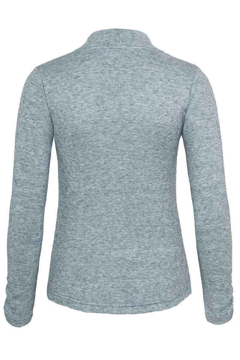 Damen Pullover mit Stehkragen und Brosche hellblau Bild 2