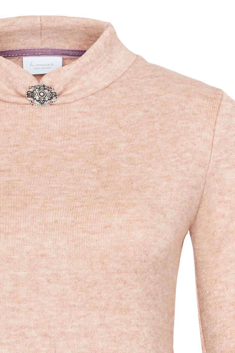 Damen Pullover mit Stehkragen und Brosche rosa Bild 2