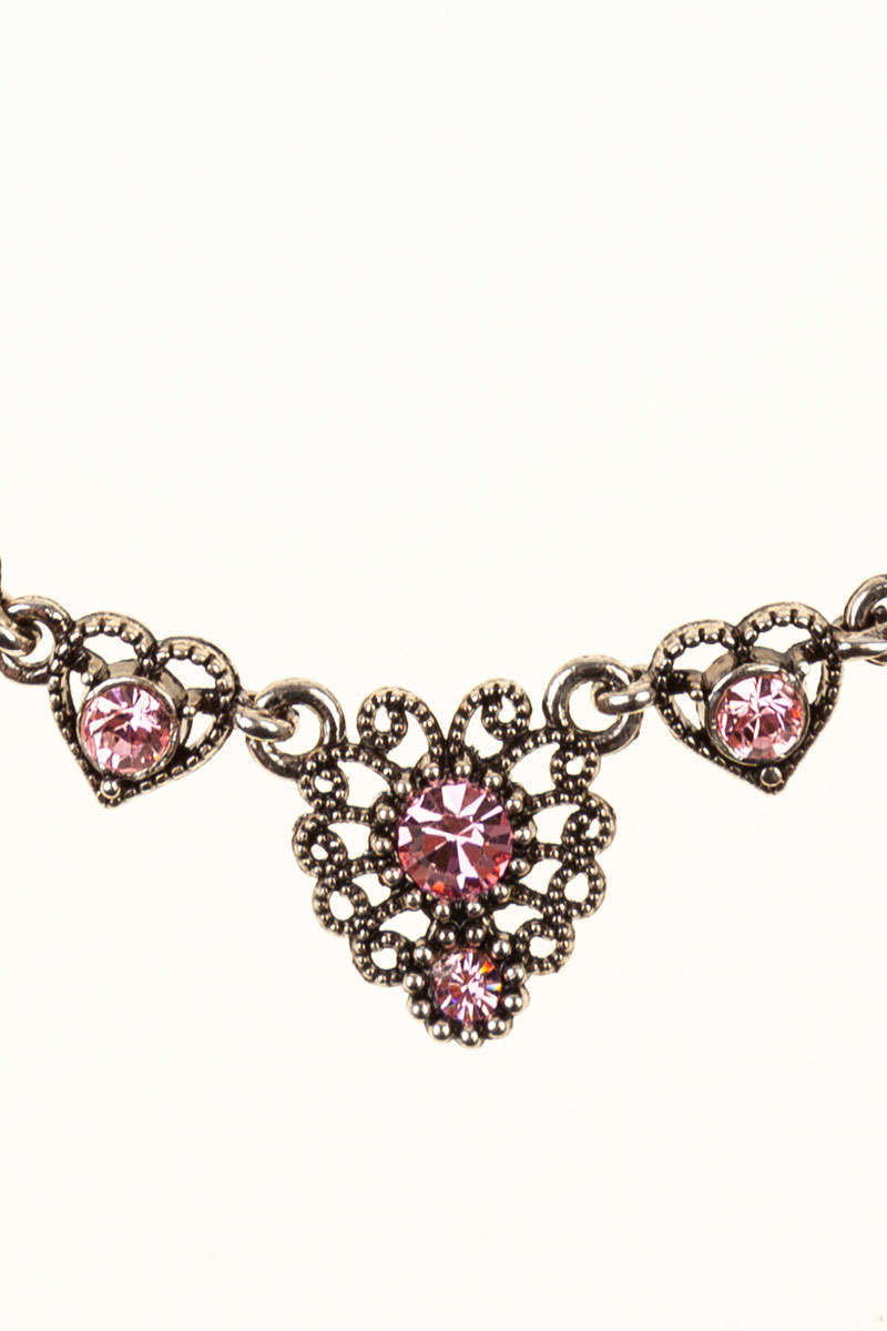 Dirndl Collier mit Strass altsilber Light rose Bild 2