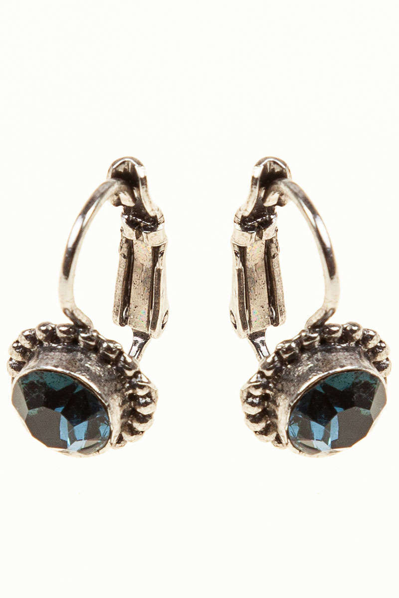 Trachten Ohrhnger mit Strass altsilber Montana-blau