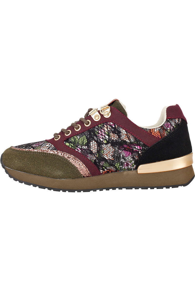 Damen Trachten Sneaker bordeaux creme Bild 2