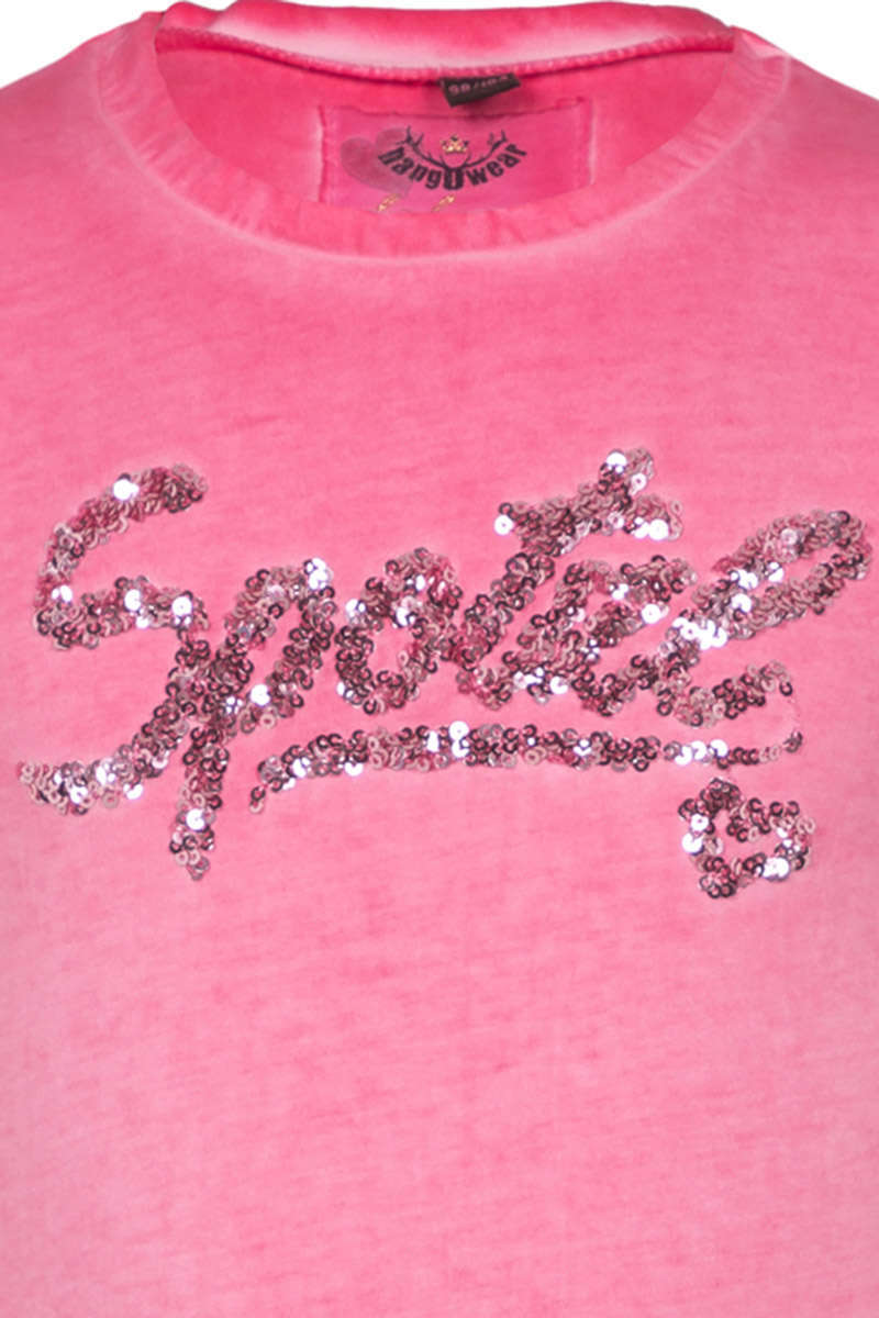 Damen Trachten-Shirt Spatzl pink Bild 2