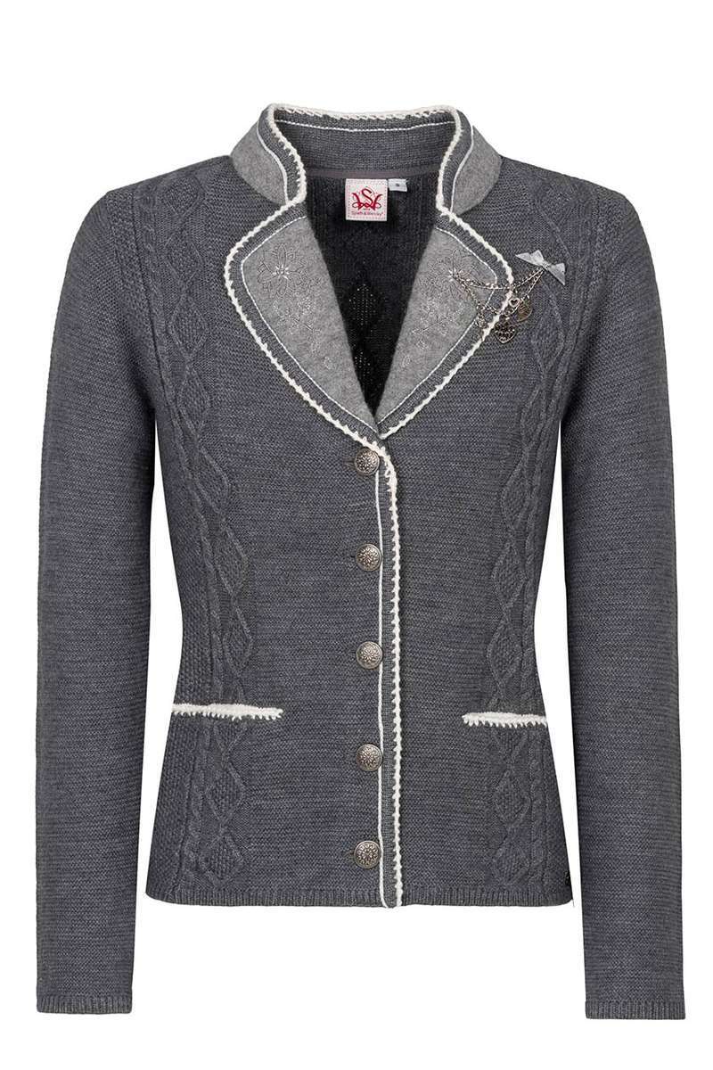 Damen Trachten Strickblazer grau