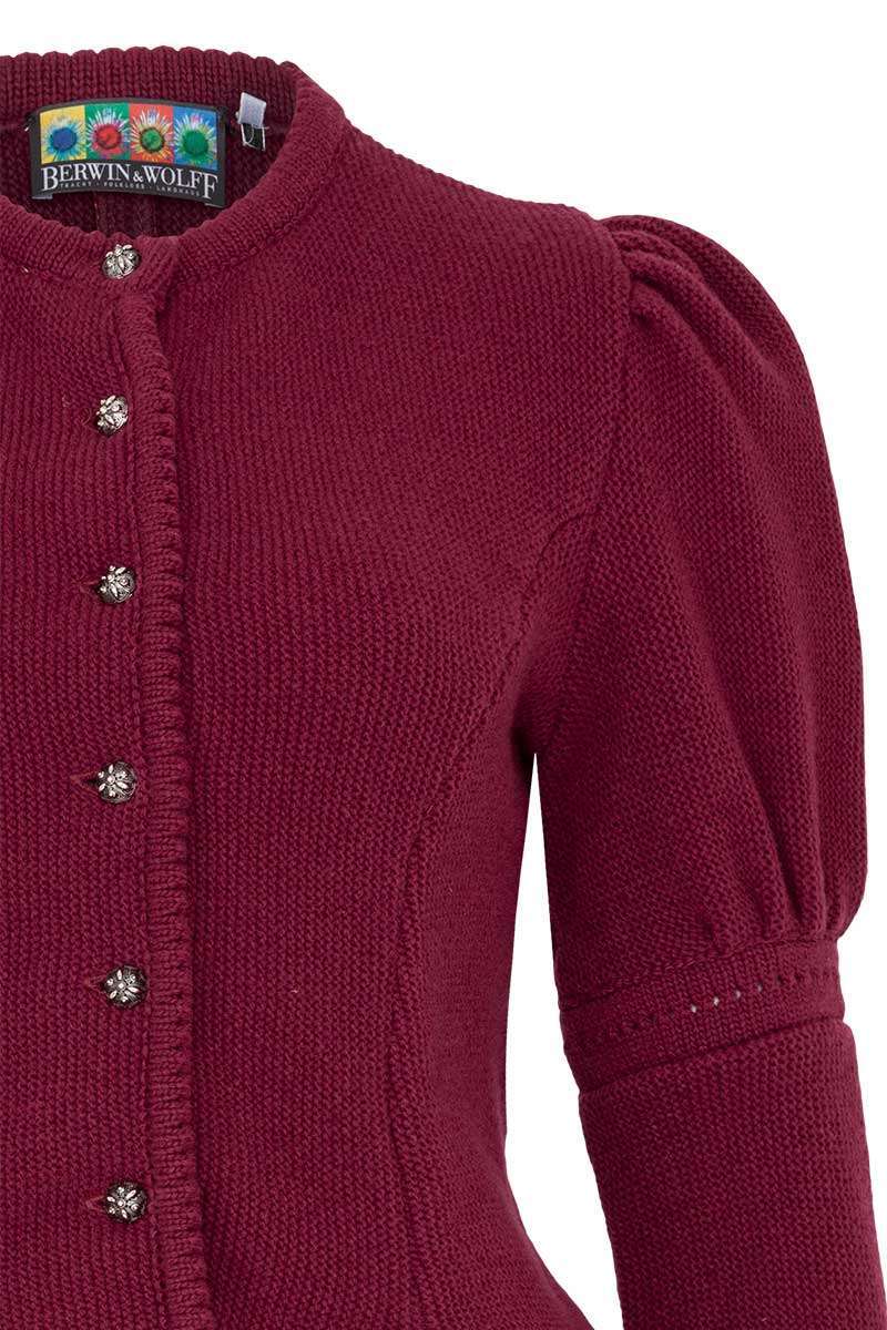 Damen Dirndljacke Strickjacke weinrot Bild 2