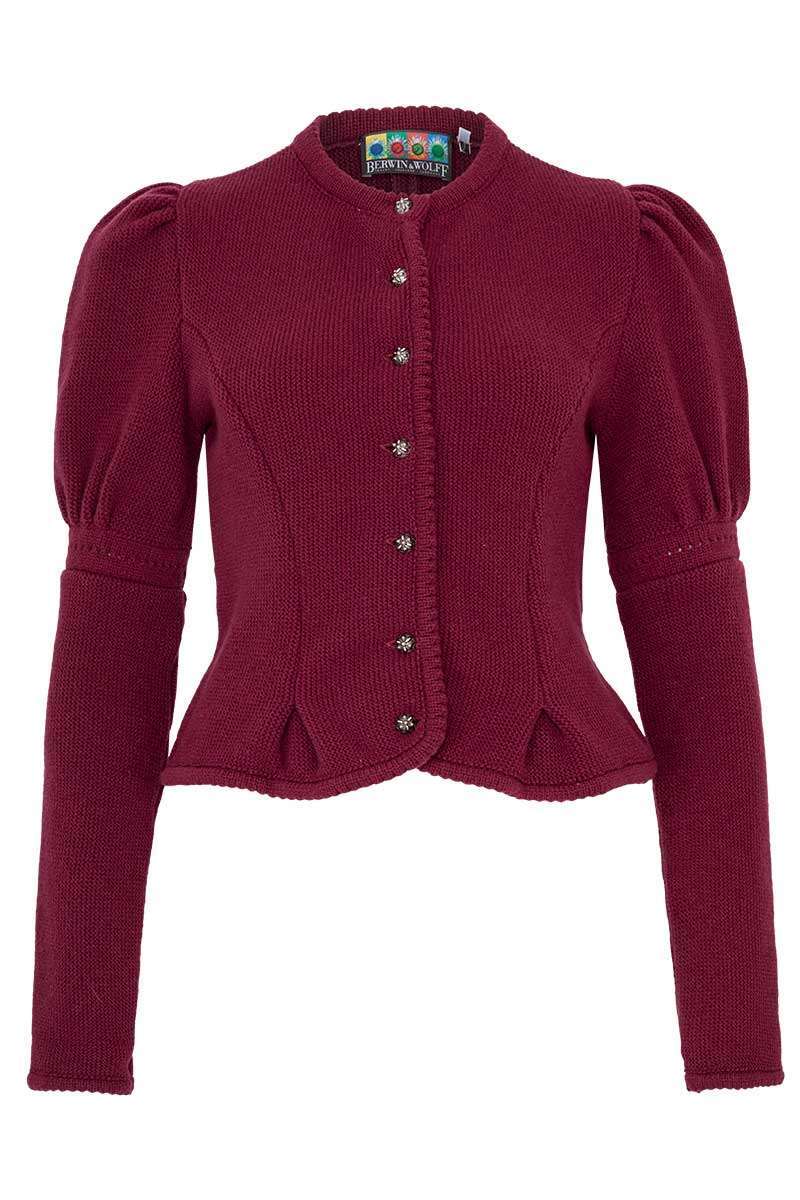 Damen Dirndljacke Strickjacke weinrot