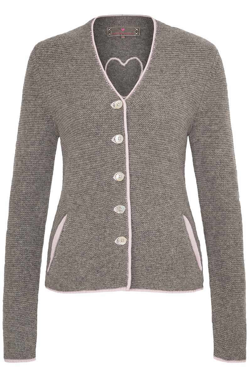 Damen Trachten Strickjacke grau ros